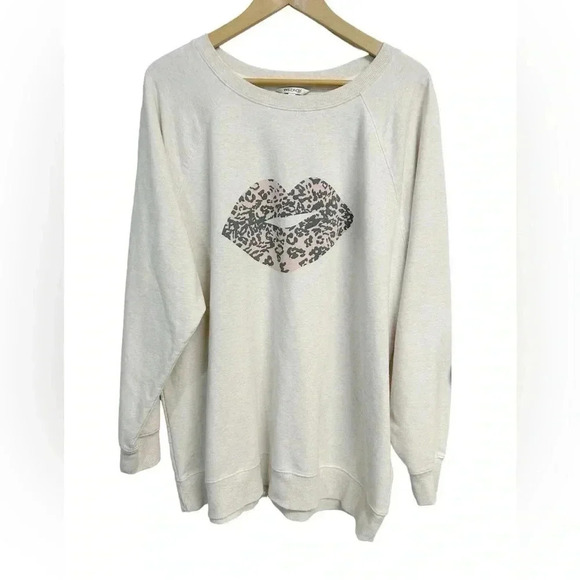 Wildfox Cheetah Lips Crewneck Pullover Oversized Sweatshirt Size XL - Picture 2 of 9